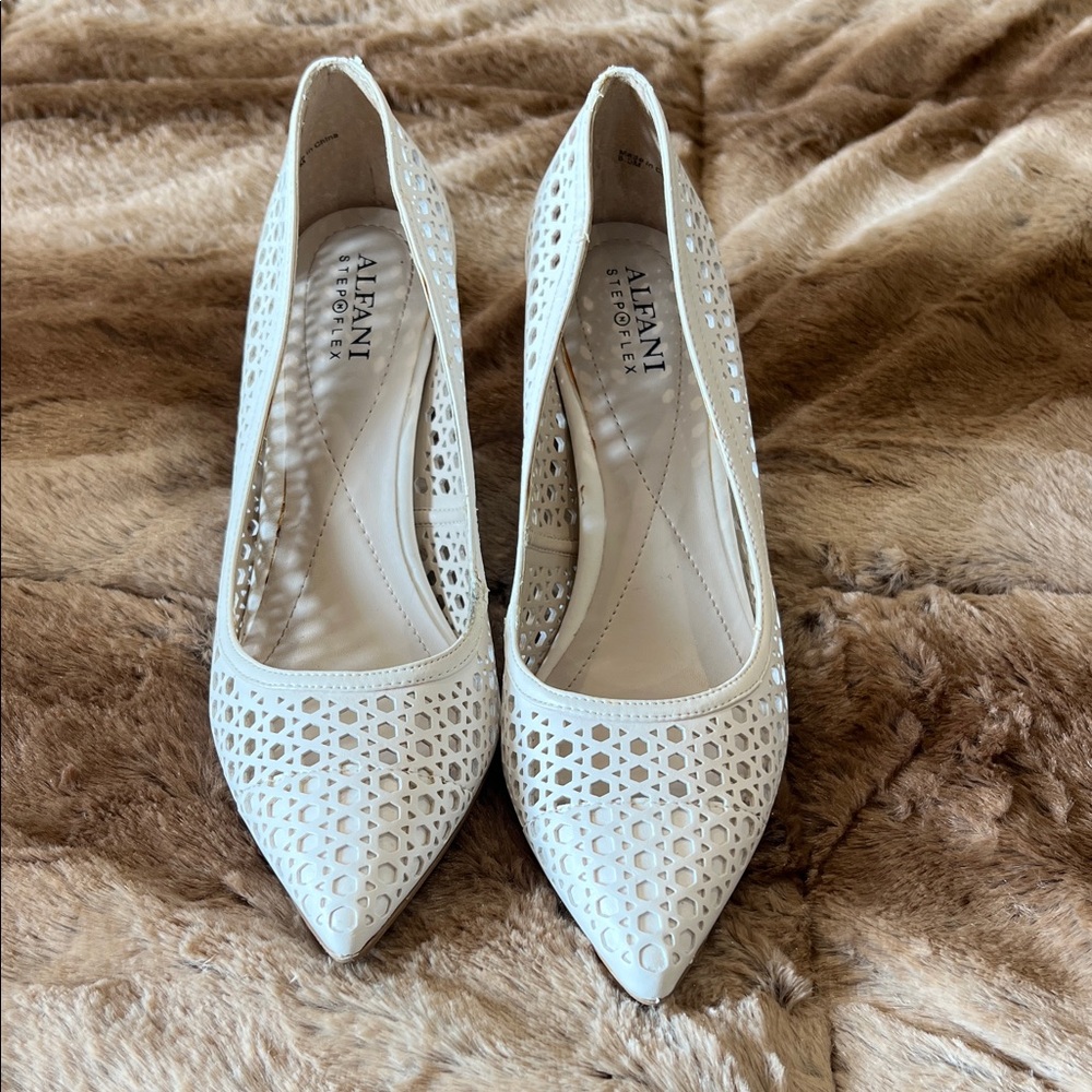 Alfani Women's Cream Perforated Heels